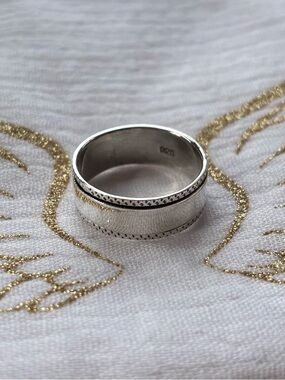 Unisex Sterling Silver Band Spin Ring - Silver size 11.5